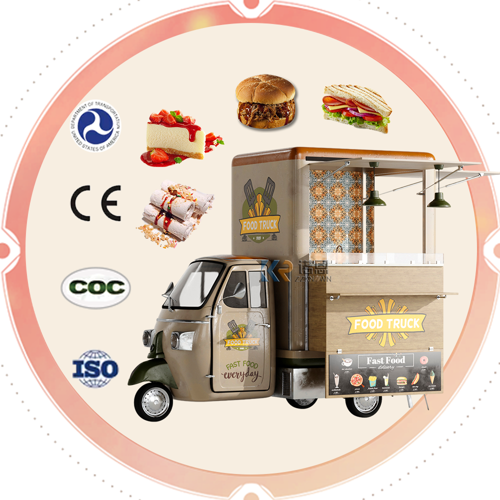 OEM Commercial Street Mobile Food Truck Customized Ice Cream Tricycle 3 Wheel Fast Coffee Vending Cart