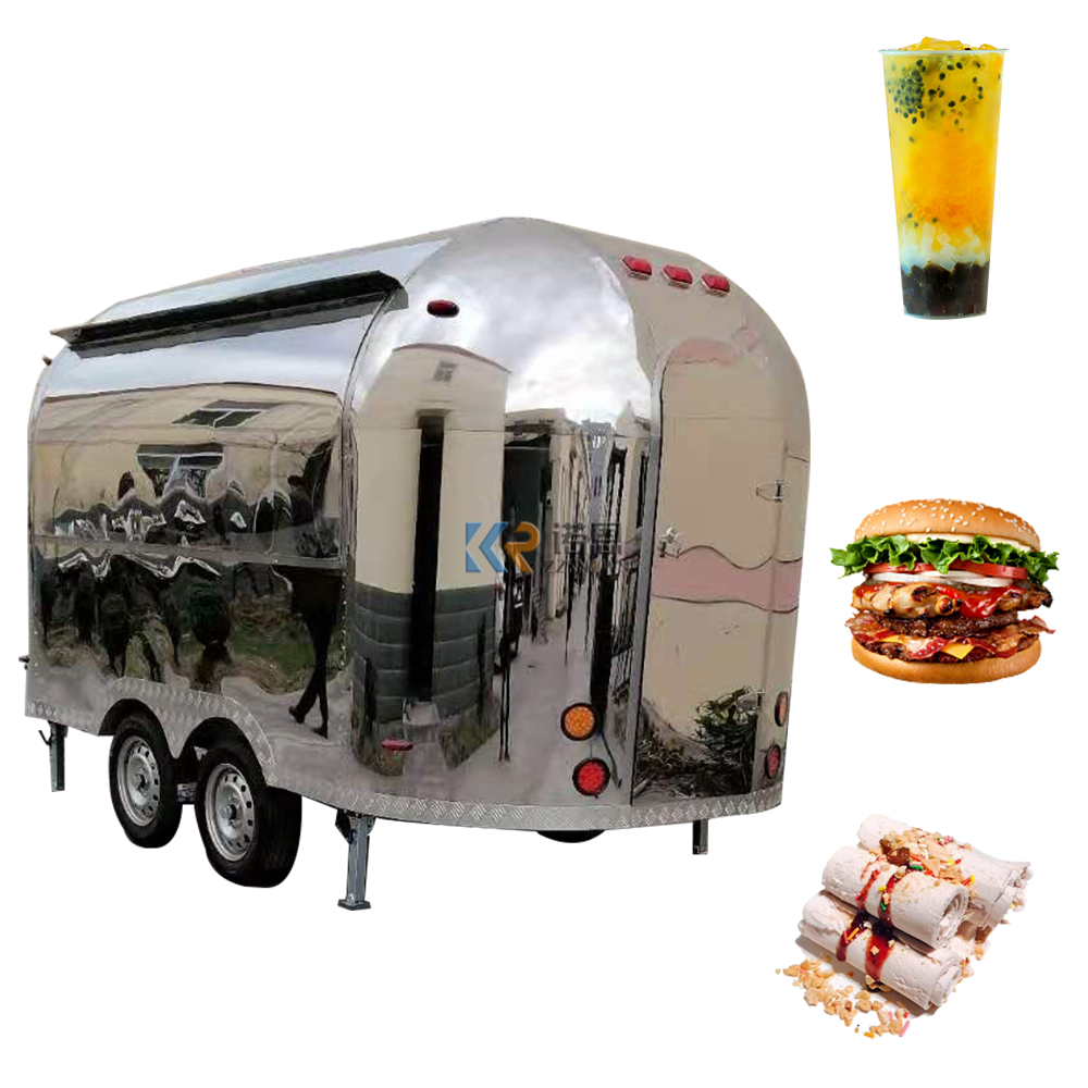 2024 Customized Mobile Ice Cream Kiosk Fast Food Trailer Stainless Steel Mobile Kitchen Fast Food Truck