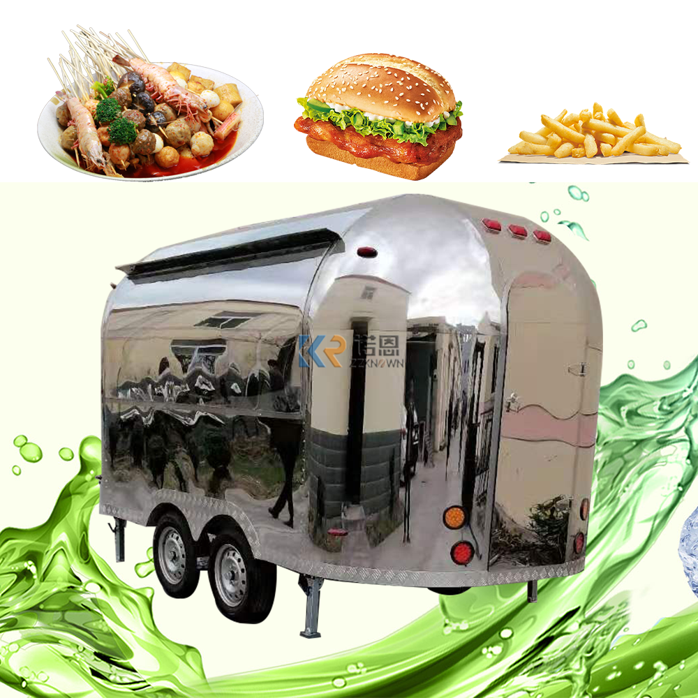 2024 Customized Mobile Ice Cream Kiosk Fast Food Trailer Stainless Steel Mobile Kitchen Fast Food Truck