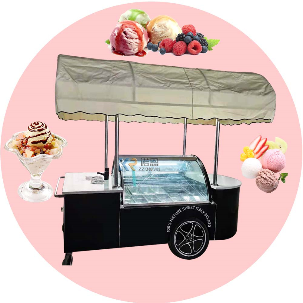 2024 Commercial Electric Beach Ice Cream Vending Food Cart For Sale Mobile Food Popsicle Ice Cream Cart