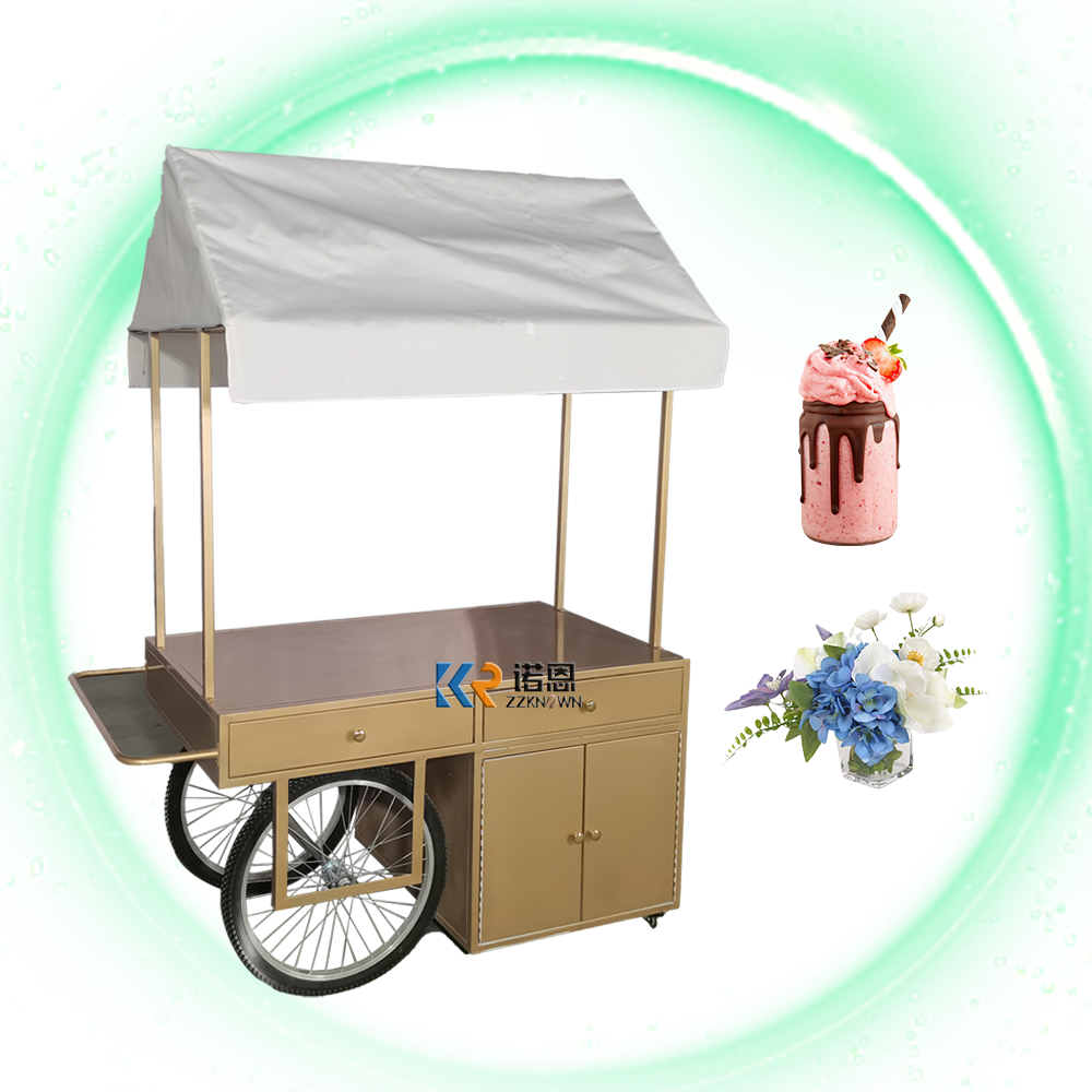 2024 Mobile Vending Electric Ice Slush Push Ice Cream Cart Mobile Food Popsicle Ice Cream Cart