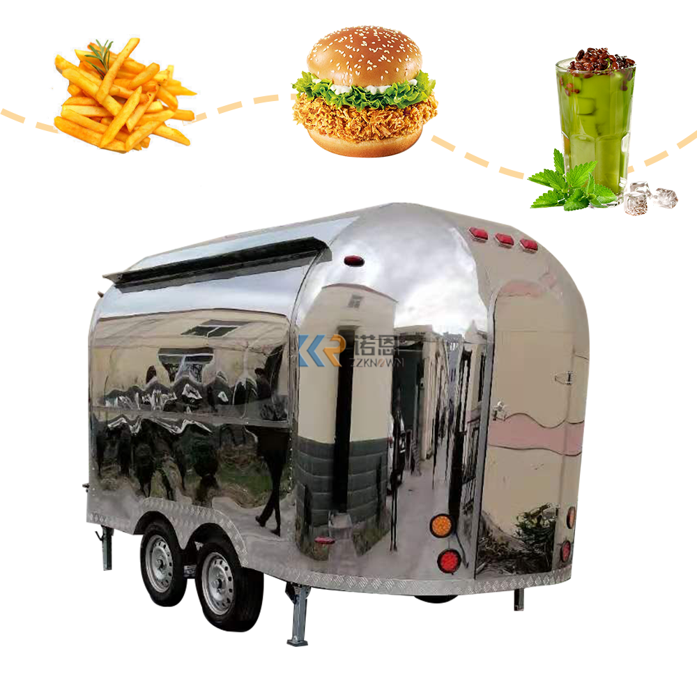 2024 Customized Mobile Ice Cream Kiosk Fast Food Trailer Stainless Steel Mobile Kitchen Fast Food Truck