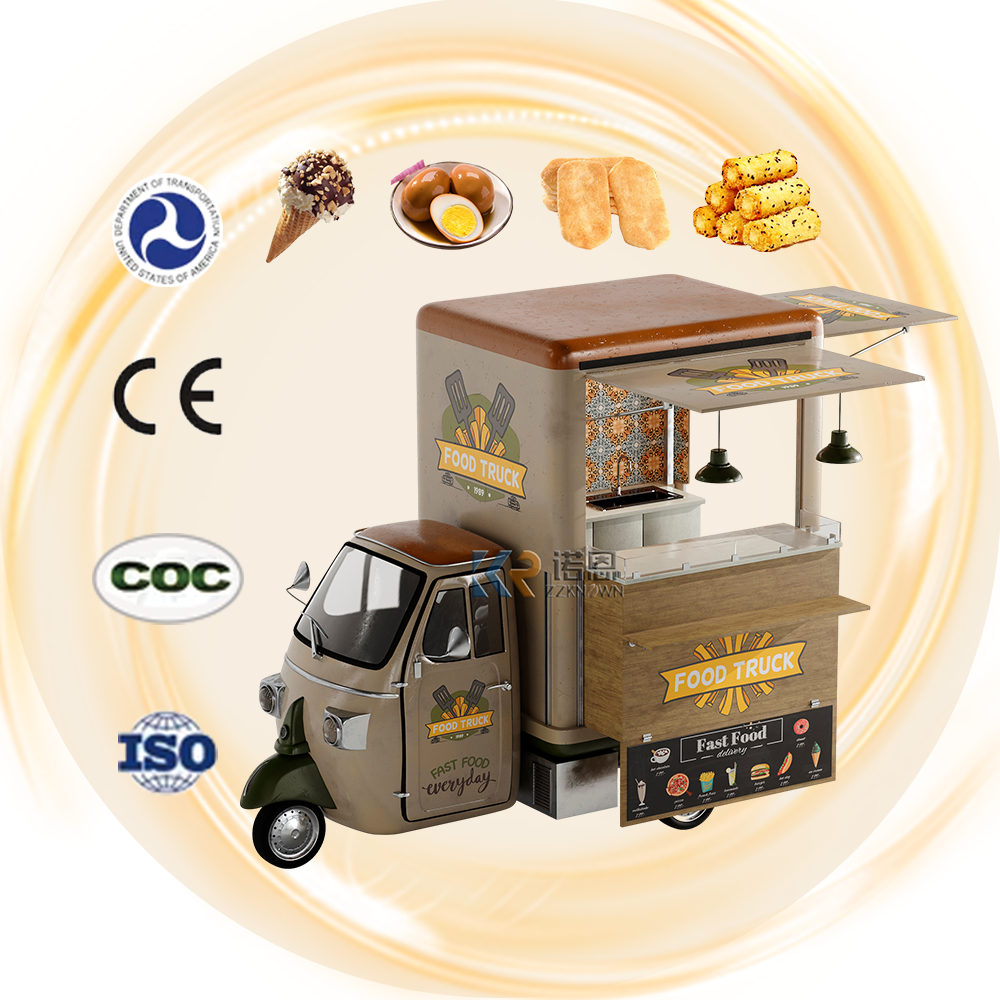 OEM Commercial Street Mobile Food Truck Customized Ice Cream Tricycle 3 Wheel Fast Coffee Vending Cart