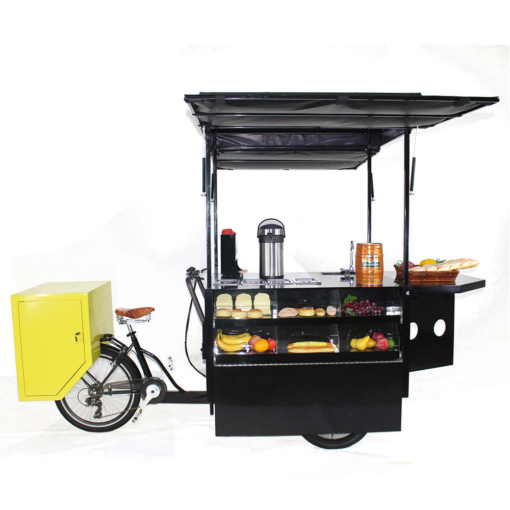 2024 Street Coffee Bike Electric Tricycle Food Cargo Bike Hot Dog Electric Bicycle Mobile Food Bike