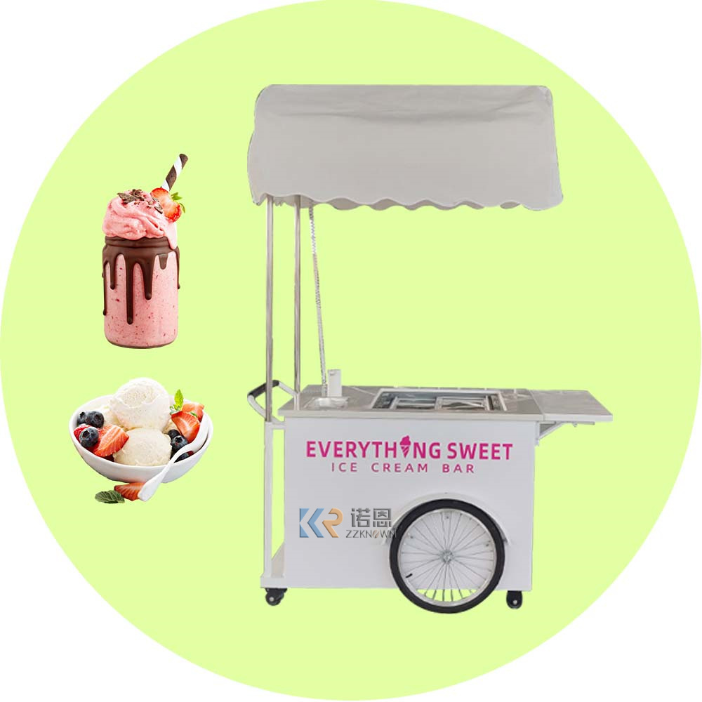 2024 Mobile Vending Electric Ice Slush Push Ice Cream Cart Mobile Food Popsicle Ice Cream Cart