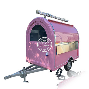 Mobile Pink Round Food Truck With CE Popular Ice Cream Pizza Hamburger Hot Dog Food Cart Food Trailer