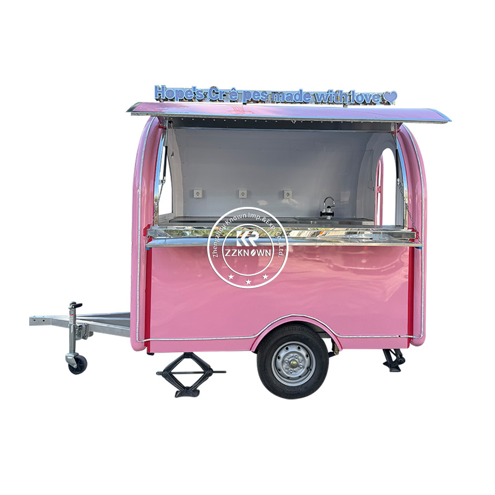 Mobile Pink Round Food Truck With CE Popular Ice Cream Pizza Hamburger Hot Dog Food Cart Food Trailer