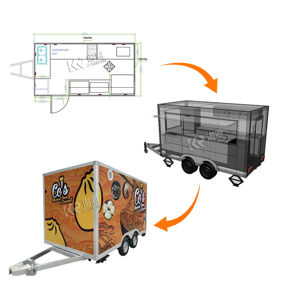 Custom Logo Mobile Food Truck Hot Dog Cart Food Kiosk Used In Outdoor Street Bbq Food Trailer Sale For USA