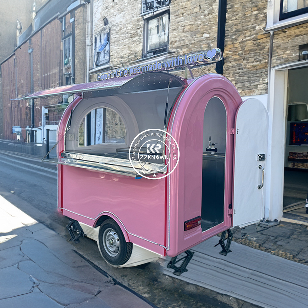 Mobile Pink Round Food Truck With CE Popular Ice Cream Pizza Hamburger Hot Dog Food Cart Food Trailer