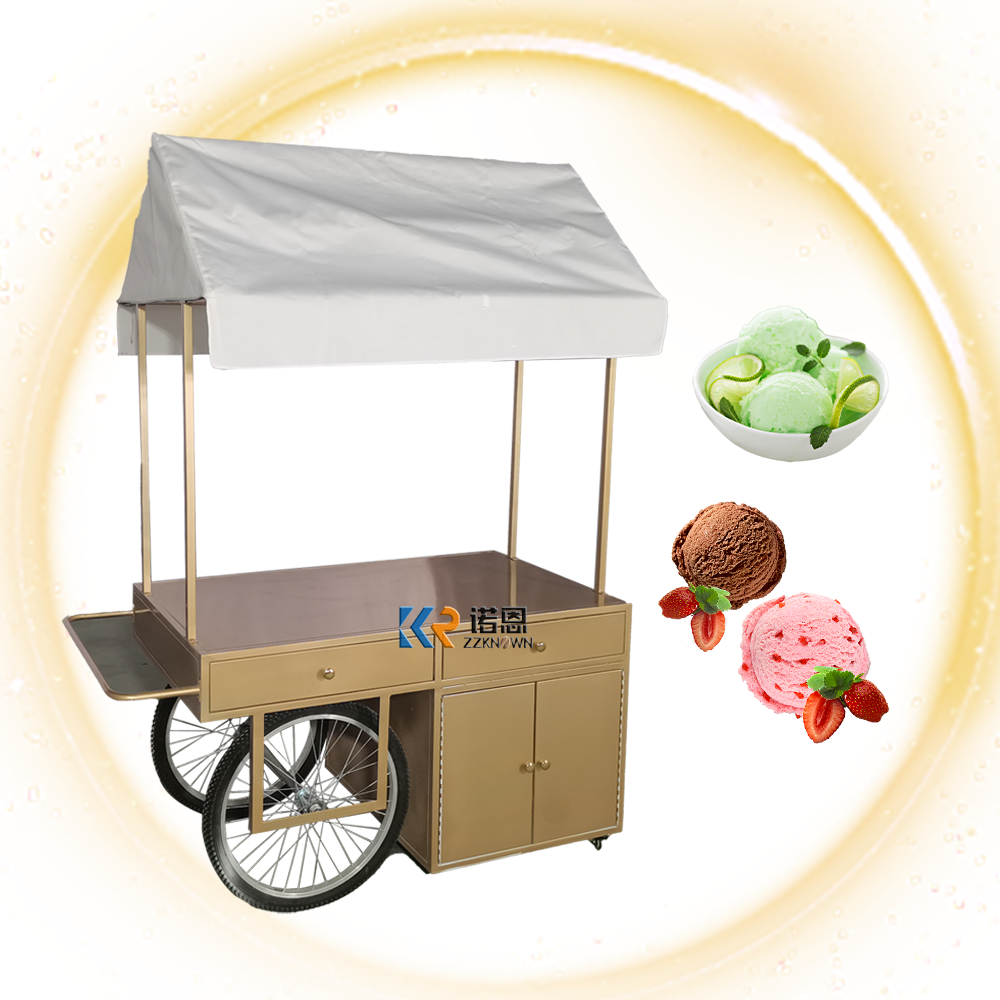 2024 Mobile Vending Electric Ice Slush Push Ice Cream Cart Mobile Food Popsicle Ice Cream Cart