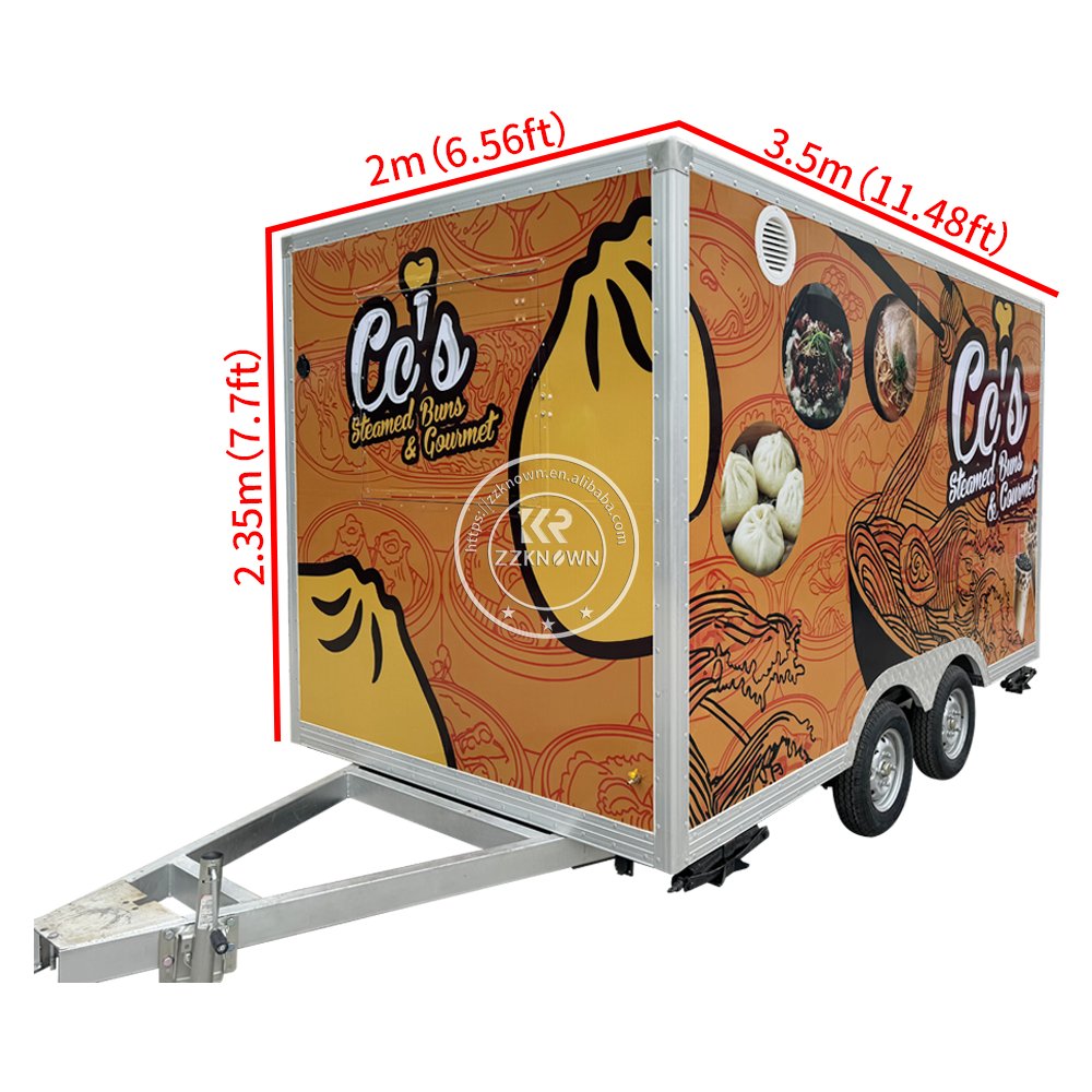 Custom Logo Mobile Food Truck Hot Dog Cart Food Kiosk Used In Outdoor Street Bbq Food Trailer Sale For USA