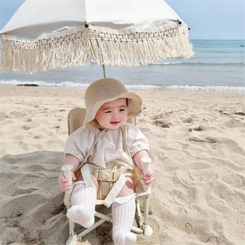 Korean Kids Photography Props Beach Outdoor Cute Baby Stroller Umbrella Sunshade Bohemian Children Sun Shade Beach UV Umbrella