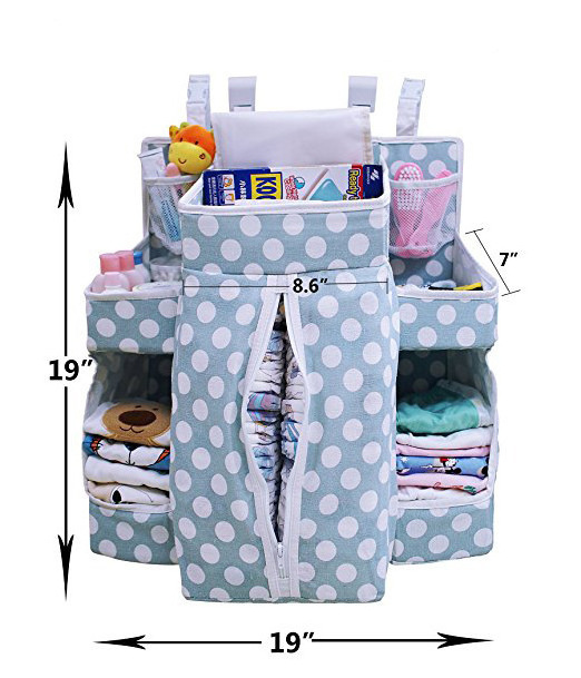 Baby Large Nursery Essential Storage Hanging Crib Diaper Organizer For Crib