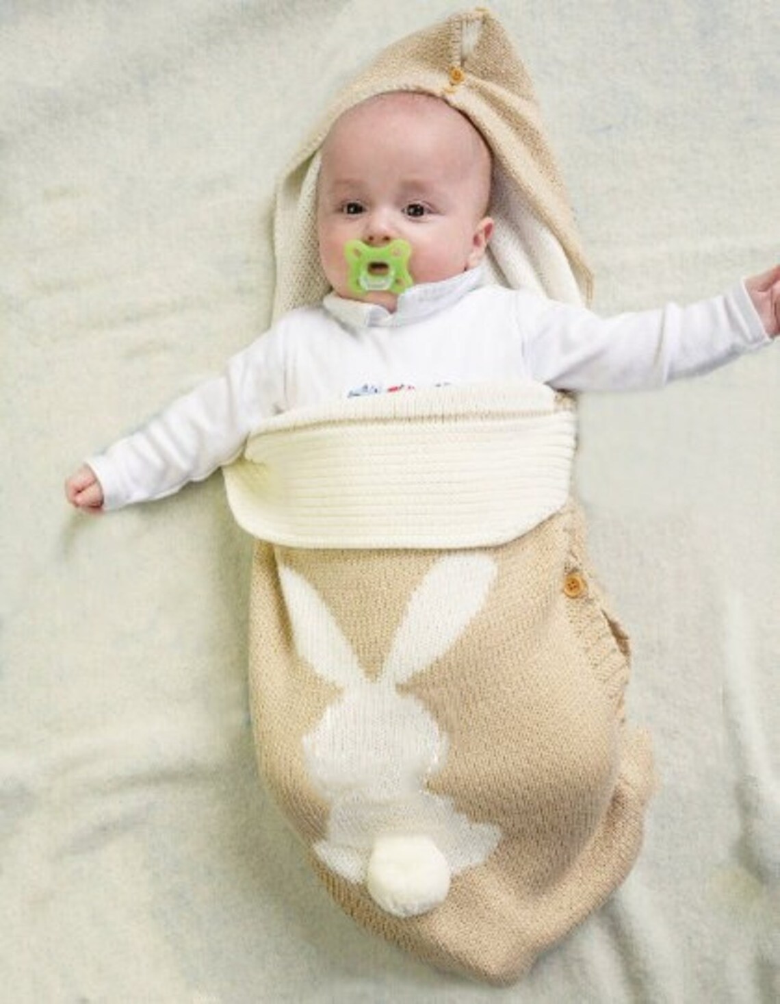 Baby Knitted Rabbit Sleeping Bag Outdoor Stroller Wool Newborn Baby Sleep Sack