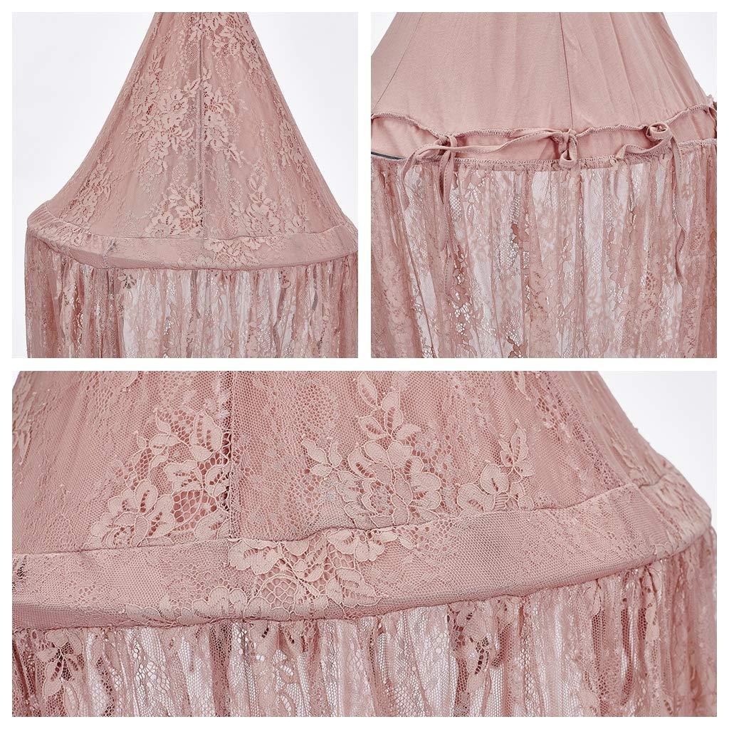 Baby Sleep Bed Canopy Kids Rome Castle Play Tent Hanging White Pink Lace Netting Curtain Dome Mosquito Net