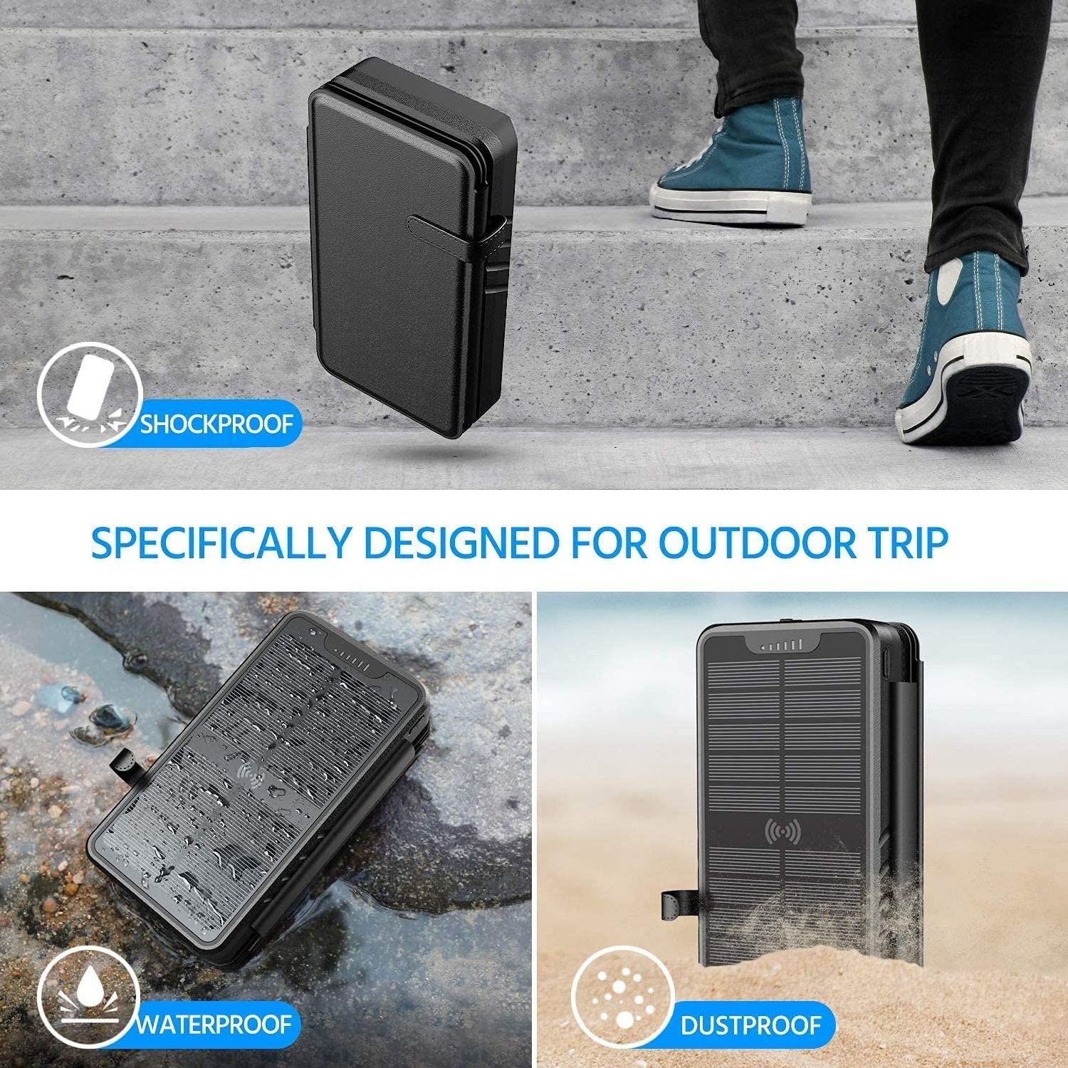 Hot Selling 38800mAh Solar Charger Hiluckey Wireless Solar Power Bank