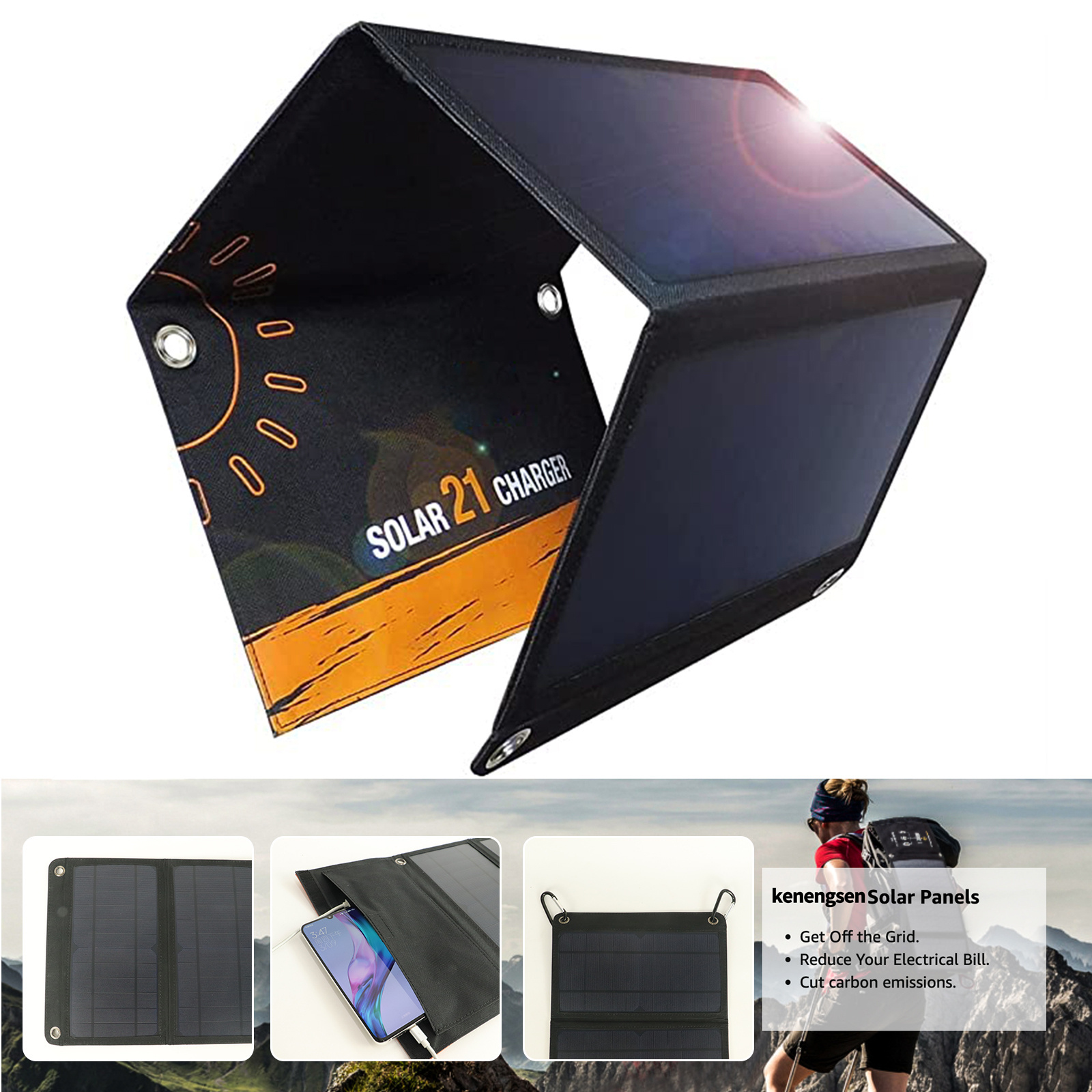 Outdoor foldable perovskite solar panel 21W bag power bank solar charger solar relatsd products support customized size