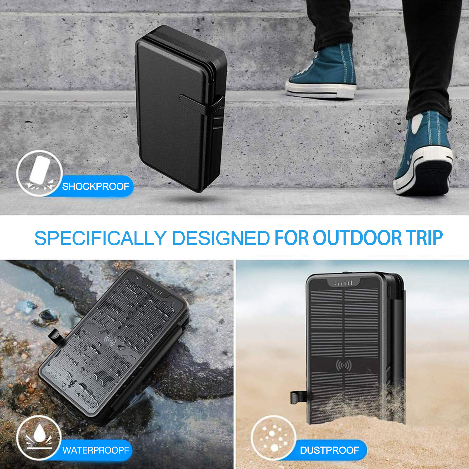 Waterproof Outdoor Solar Power Bank 38800mAh Dual USB Travel Portable Solar Charger Solar Powerbanks