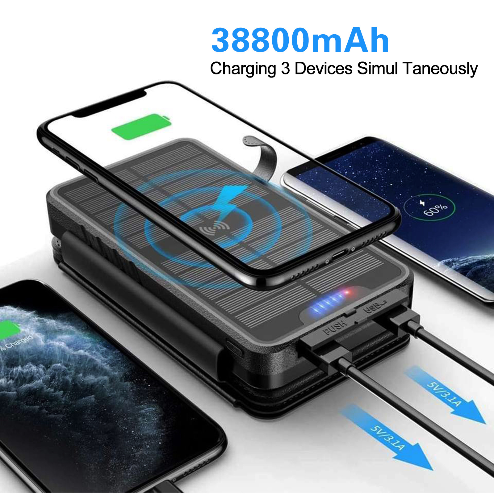 Waterproof Outdoor Solar Power Bank 38800mAh Dual USB Travel Portable Solar Charger Solar Powerbanks