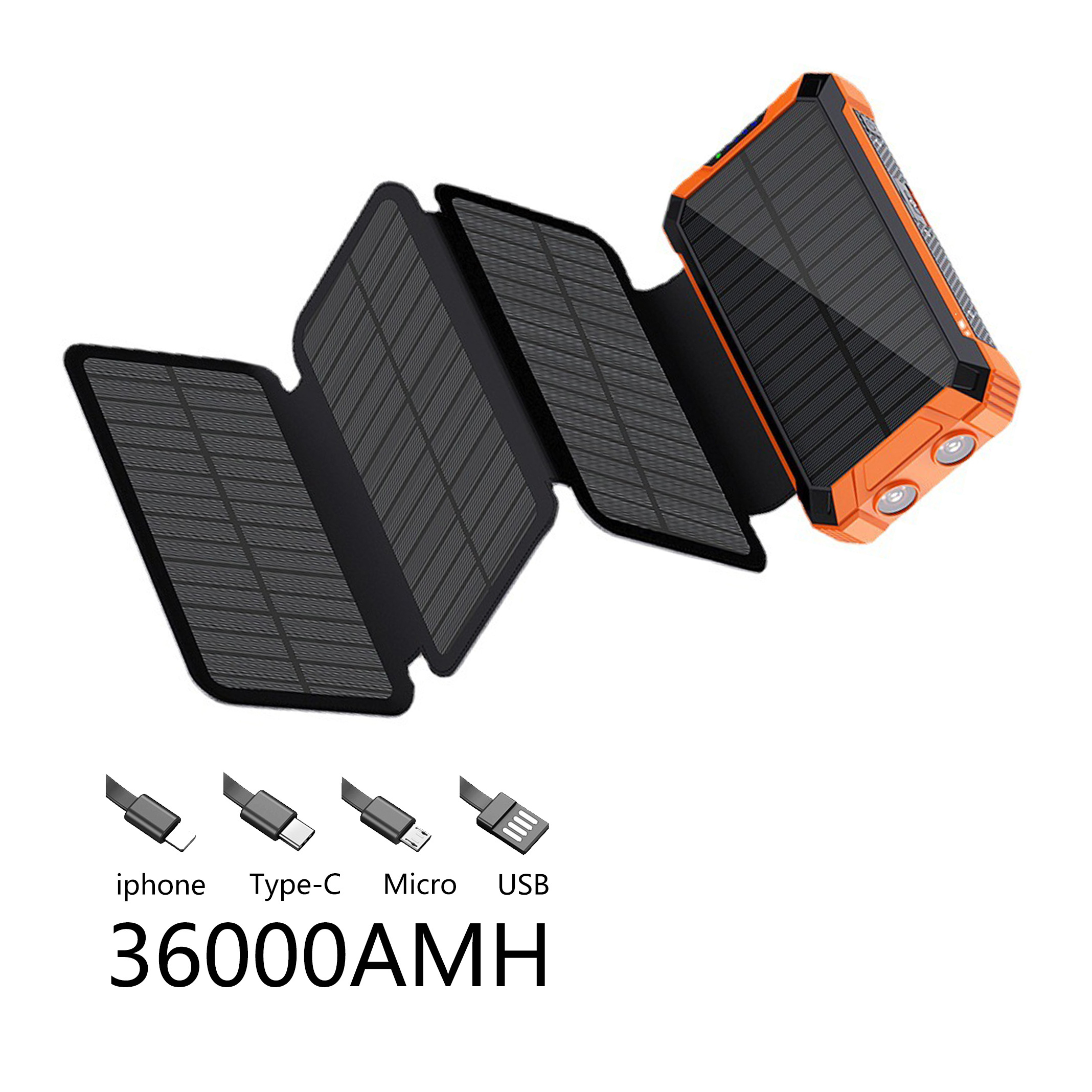 Factory Outlet 36000mAh Portable Solar Phone Battery Solar Charger Power Bank Fast Charging