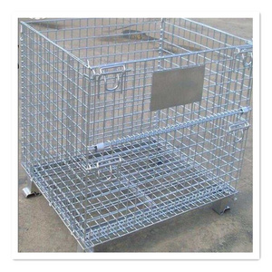 Foldable storage equipment pallet cage wire container with wheels in Korea