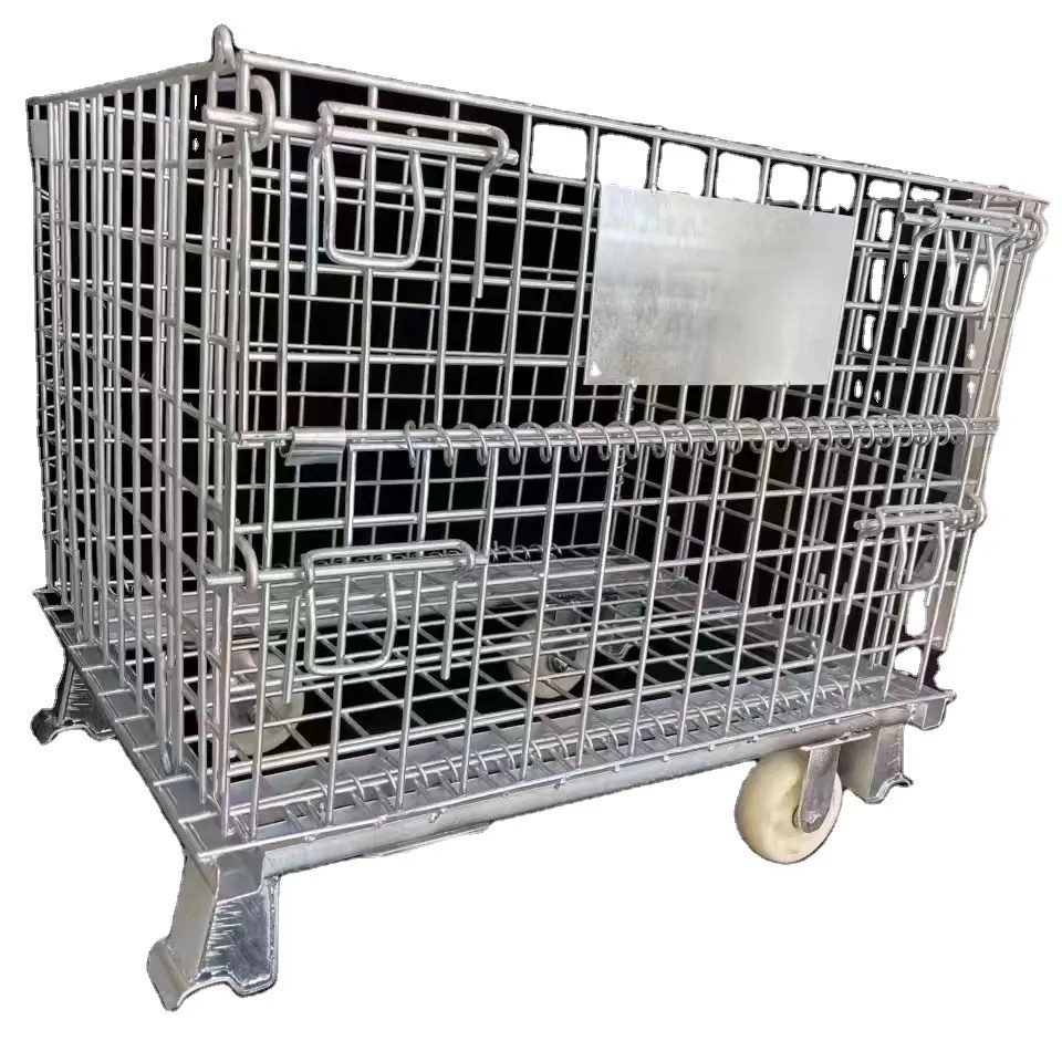 China Factory Industrial Mesh Container Wire Basket Stillage Cage Warehouse Storage And Logistics Container