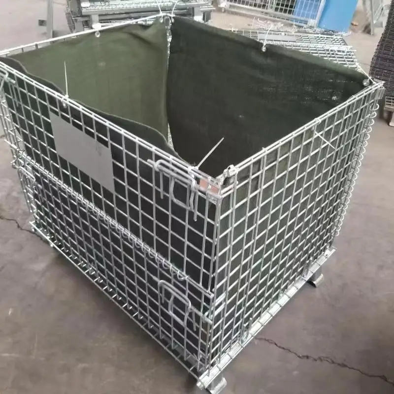 Wholesale Warehouse Logistic Transport Metal Storage Wire Mesh Pallet Cage Wire Mesh Container Rolling Metal Heavy Duty Cargo