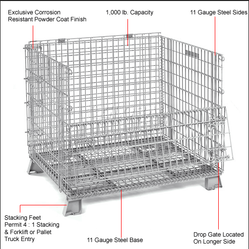 Collapsible Foldable Pallet Cages Storage Wire Container Storage Cages For Warehouse