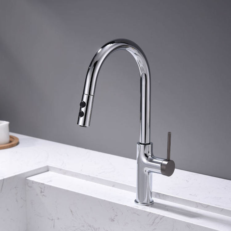 Luxury Universal Pull Down Zinc Alloy Body Gourmet Automatic Kitchen Sink Faucet