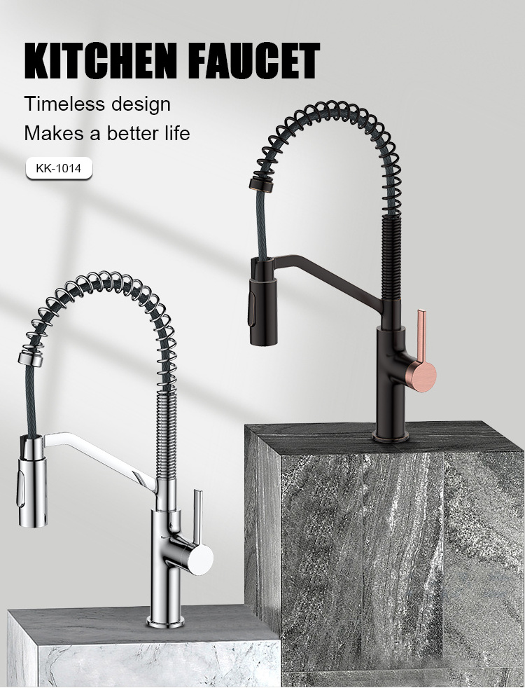 Single Handle Single Hole Pull Out Spring Kitchen Faucet With Faucet Hole Cover Kitchen Sink Faucet For Sink