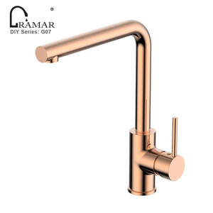 DIY Single Hole Rose Gold Black Solid Brass Kitchen Sink Faucet