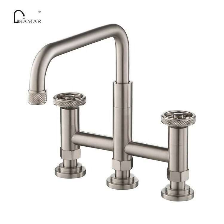 Creative Diamond Textured Lift-able Spout Bridge Faucet in Spot Free Stainless Steel for Kitchen