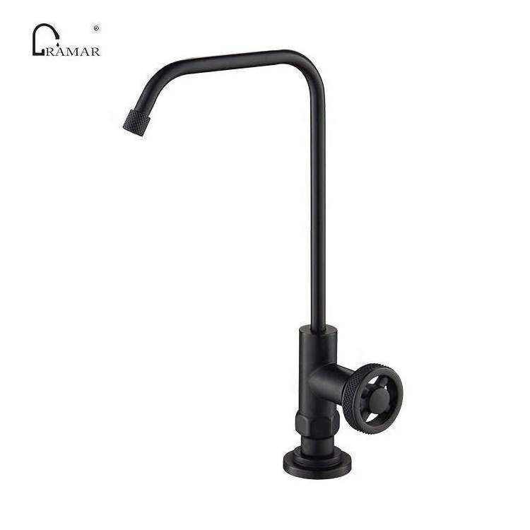 Creative Diamond Carving Brass Single Cold Drinking Water Dispenser Faucet in Matte Black