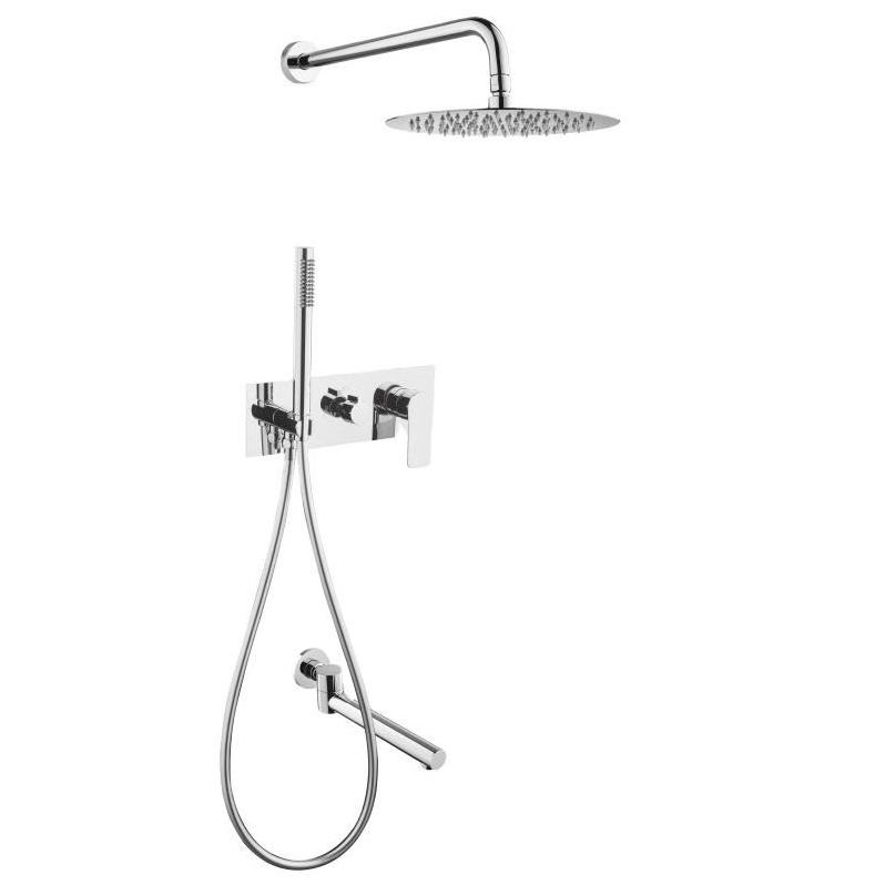 Gun Grey Bathroom Wall Mounted Chrome Brass Rain Shower Faucet 3-function Hot Cold Water Shower Set