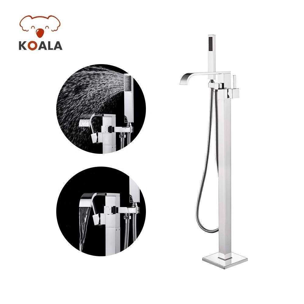 Chrome Plated Claw Foot Brass Bathtub Mixer Floor Stand Mount Bathroom Shower Bath Tub Faucet