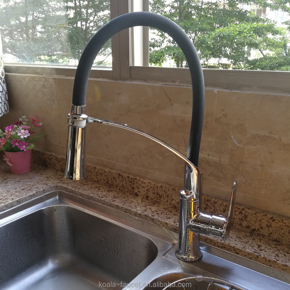 Nsf 61-9 Polished New Flexible Red Hose Pullout Kitchen Faucet