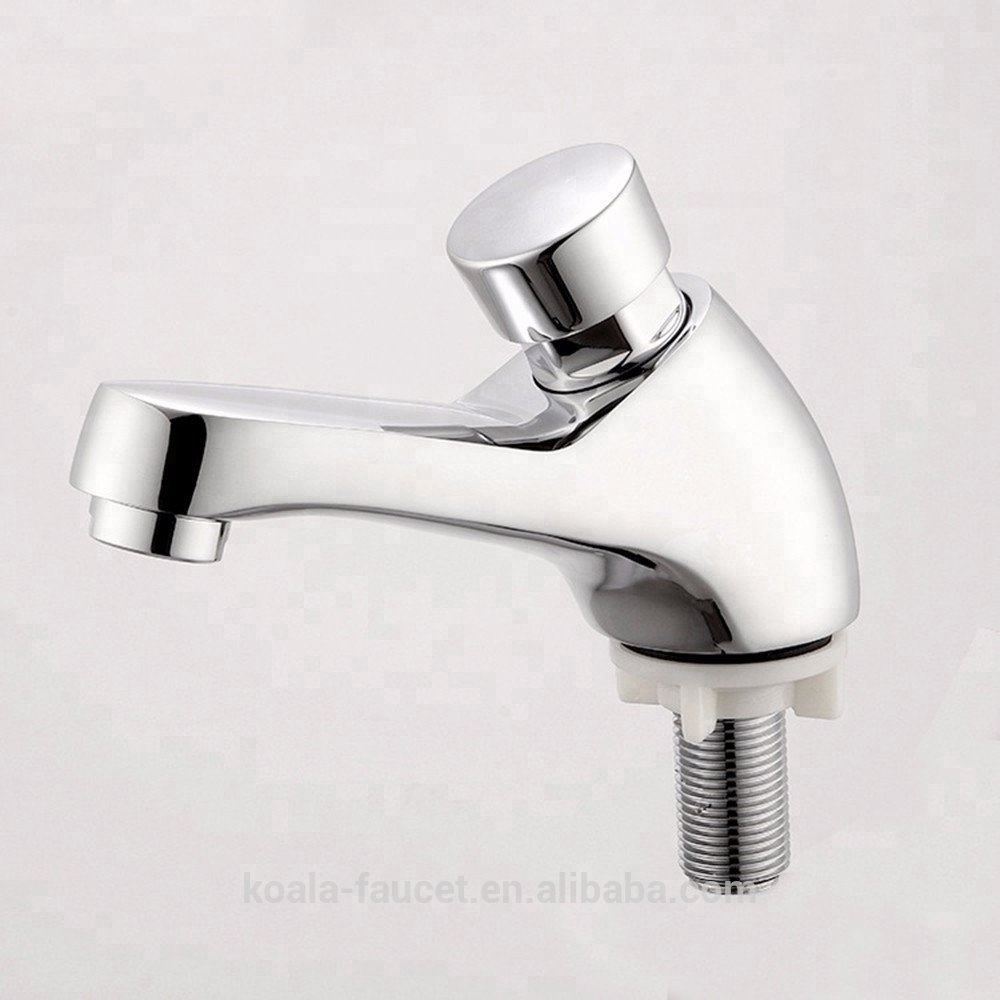 Cheap Saving Water Bathroom Toilet Basin Single Hole No Handle Self Closing Time Delay Faucet