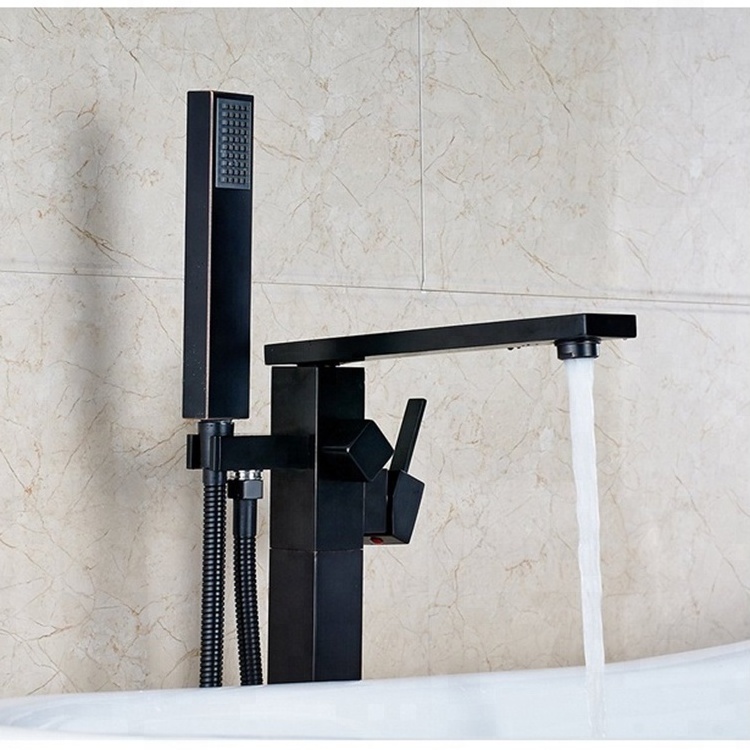 Brass Black ORB Tub Filler Shower Mixer Freestanding Bathtub Faucet