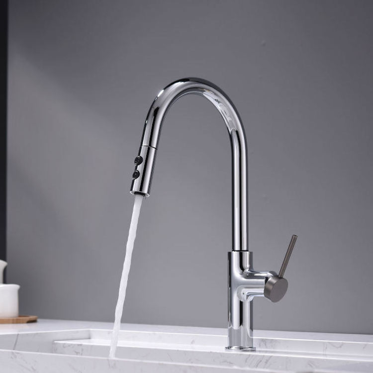 Luxury Universal Pull Down Zinc Alloy Body Gourmet Automatic Kitchen Sink Faucet