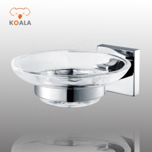 High Quality Stainless Steel Bathroom Single Hanging Suction Soap Holder with Glass Cup