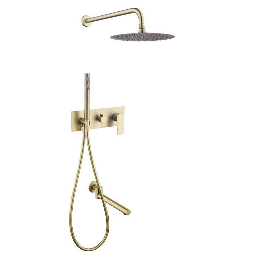 Gun Grey Bathroom Wall Mounted Chrome Brass Rain Shower Faucet 3-function Hot Cold Water Shower Set