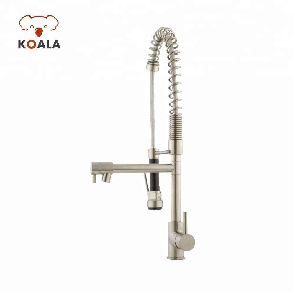 Black Flexible Pre Rinse Spout Copper Vessel Sink Faucet, Rubber Hose Brushed Nickel Upc Kitchen Sink Faucet