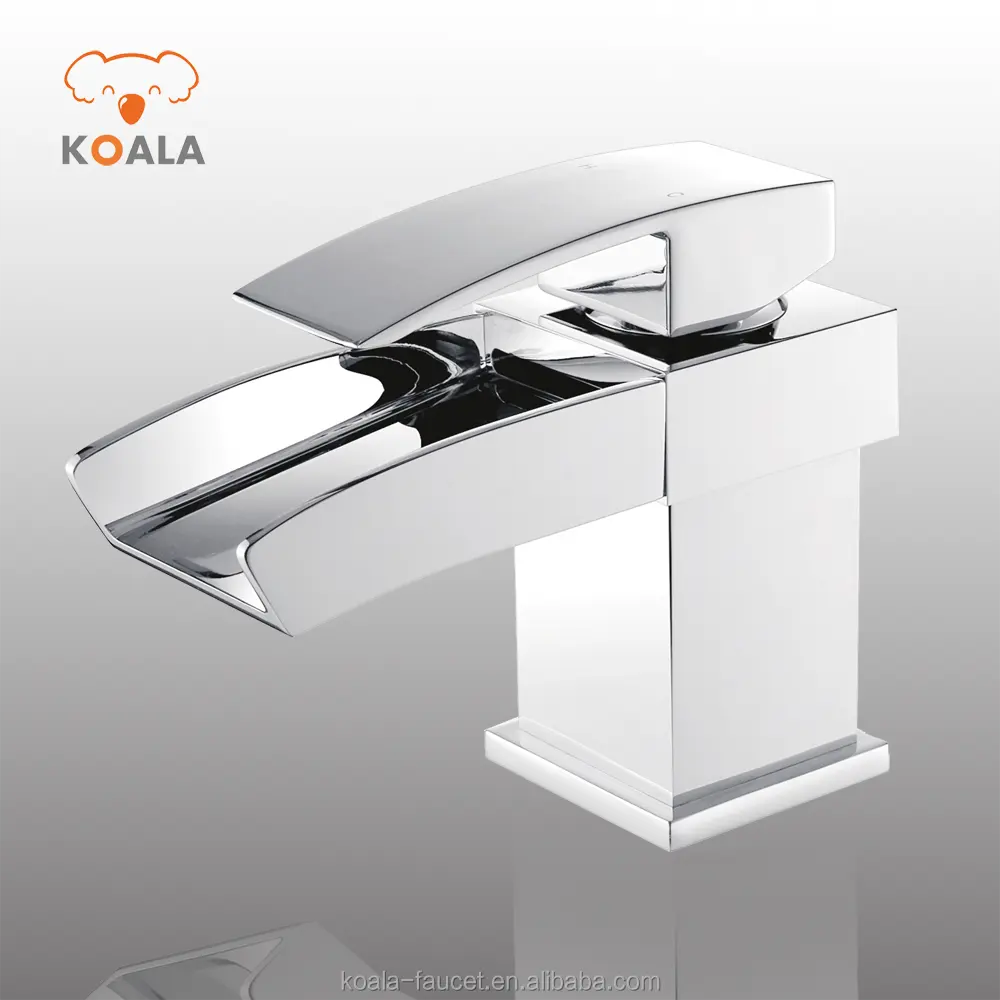 USA Single Lever Bath Vessel Faucet Waterfall, Black Hot and Cold Bathroom Sink Faucet Waterfall with LED Light