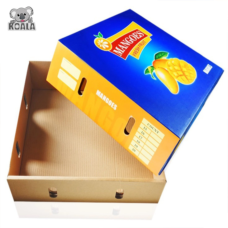 New Design Custom Folding Large Corrugated Paper Fruit Packing Carton Box For Mango