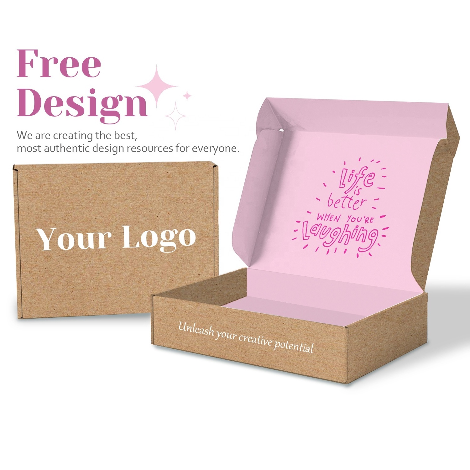 Custom corrugated mailing box. Pink Kraft paper For Clothes shipping boxes custom logo