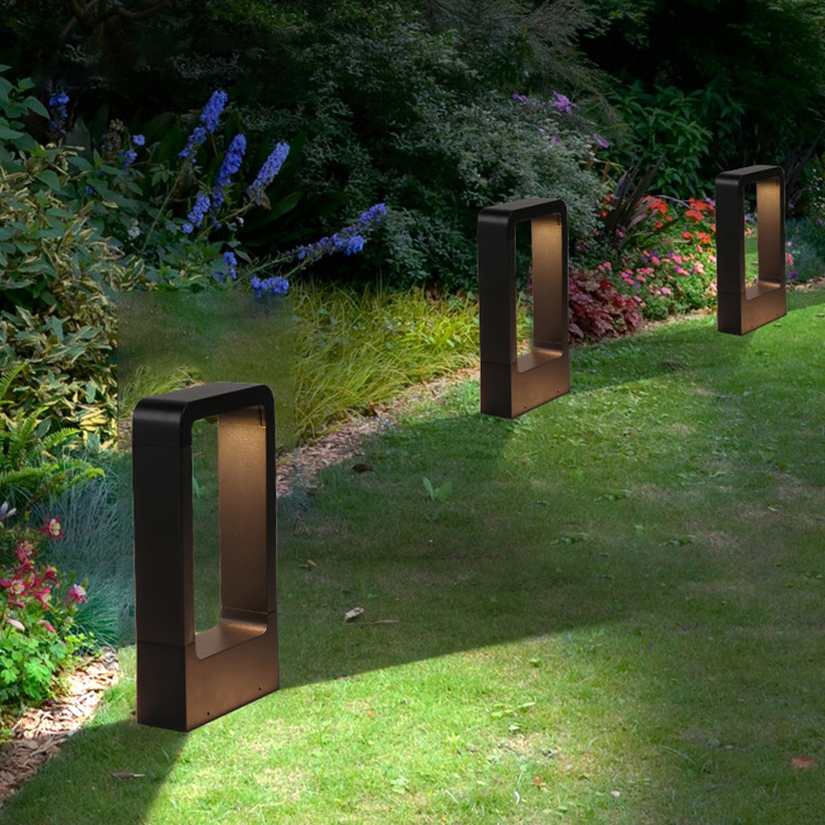 Stand Garden Path Lights Black Aluminum Landscape Lawn Cob Led Bollard Light For Landscape Yard Square Garden Light