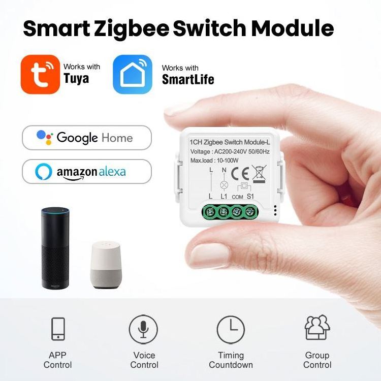 Tuya Switch Module Zigbee 3.0 Mini Switch Diy 2-Way Control  Smart Light Switch Relay Module Smart Life Work With Alexa Google H