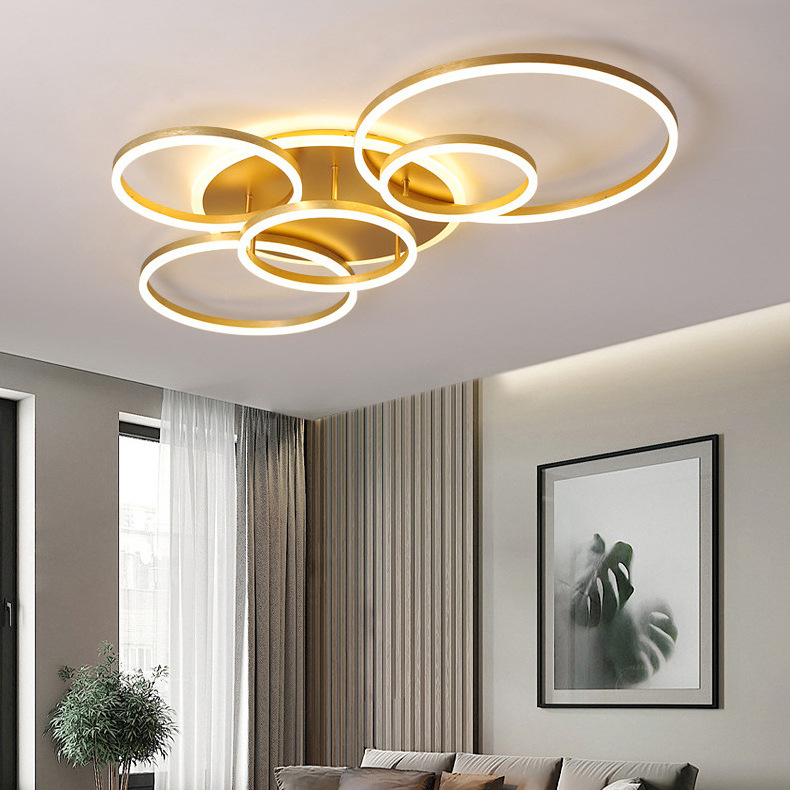 Wholesale Luxury Nordic Modern  Circle Hanging Lights Indoor Decorative Ceiling Light Gold Round Led Pendant Light