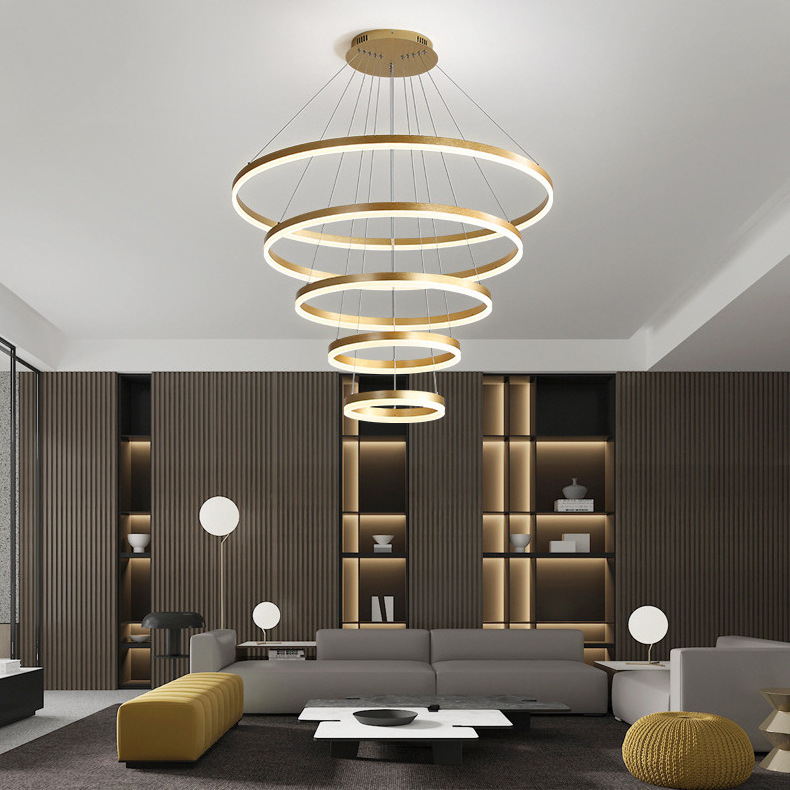 Wholesale High Quality Indoor Nordic Modern Luxury Circle Hanging Lights Decorative Ceiling Light Gold Round Led Pendant Light