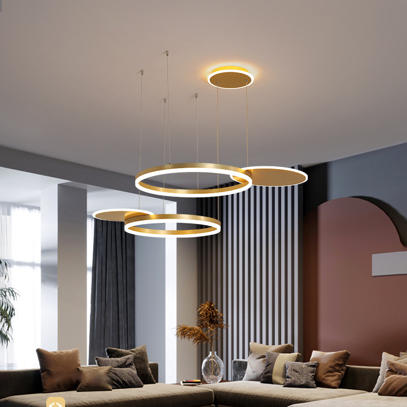 Wholesale High Quality Indoor Nordic Modern Luxury Circle Hanging Lights Decorative Ceiling Light Gold Round Led Pendant Light